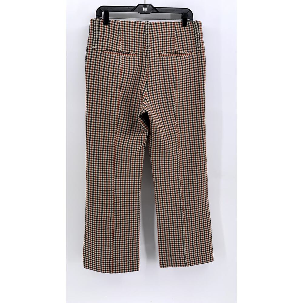 TORY BURCH Women's Orange-Black-Beige Gingham Flare Pants SZ 8(L) - Picture 2 of 10